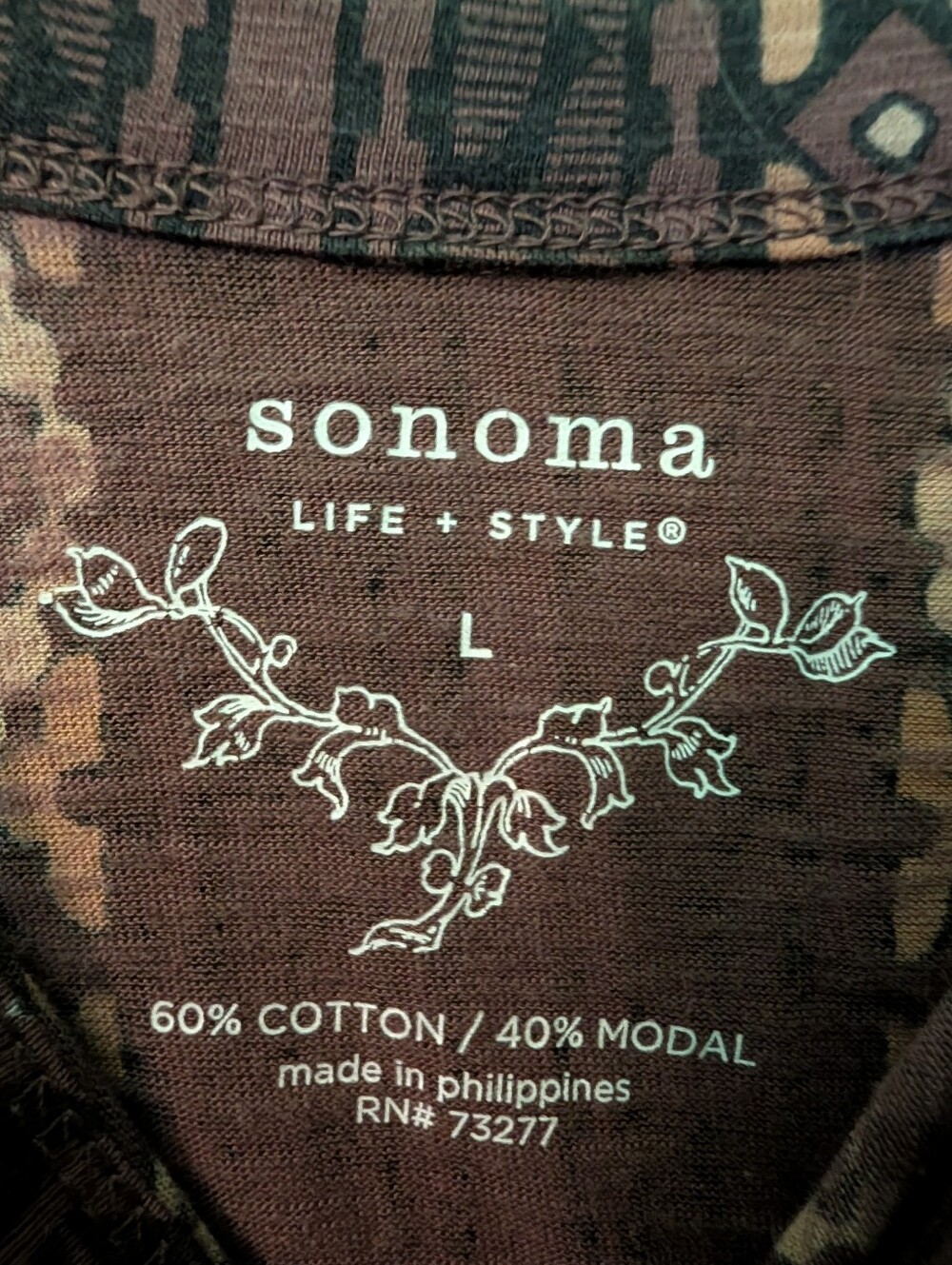 Sonoma Life + Style Aztec Paisley Earthy Brown Maxi Dress Womens Size Large - Picture 3 of 3